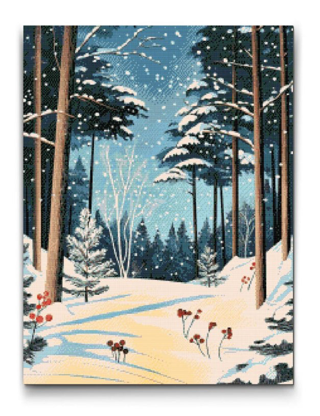 Winter Forest in Moonlight Diamond Painting Kit by Nordik Atelier